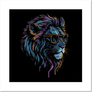 Watercolor lion cool eyeglasses Posters and Art